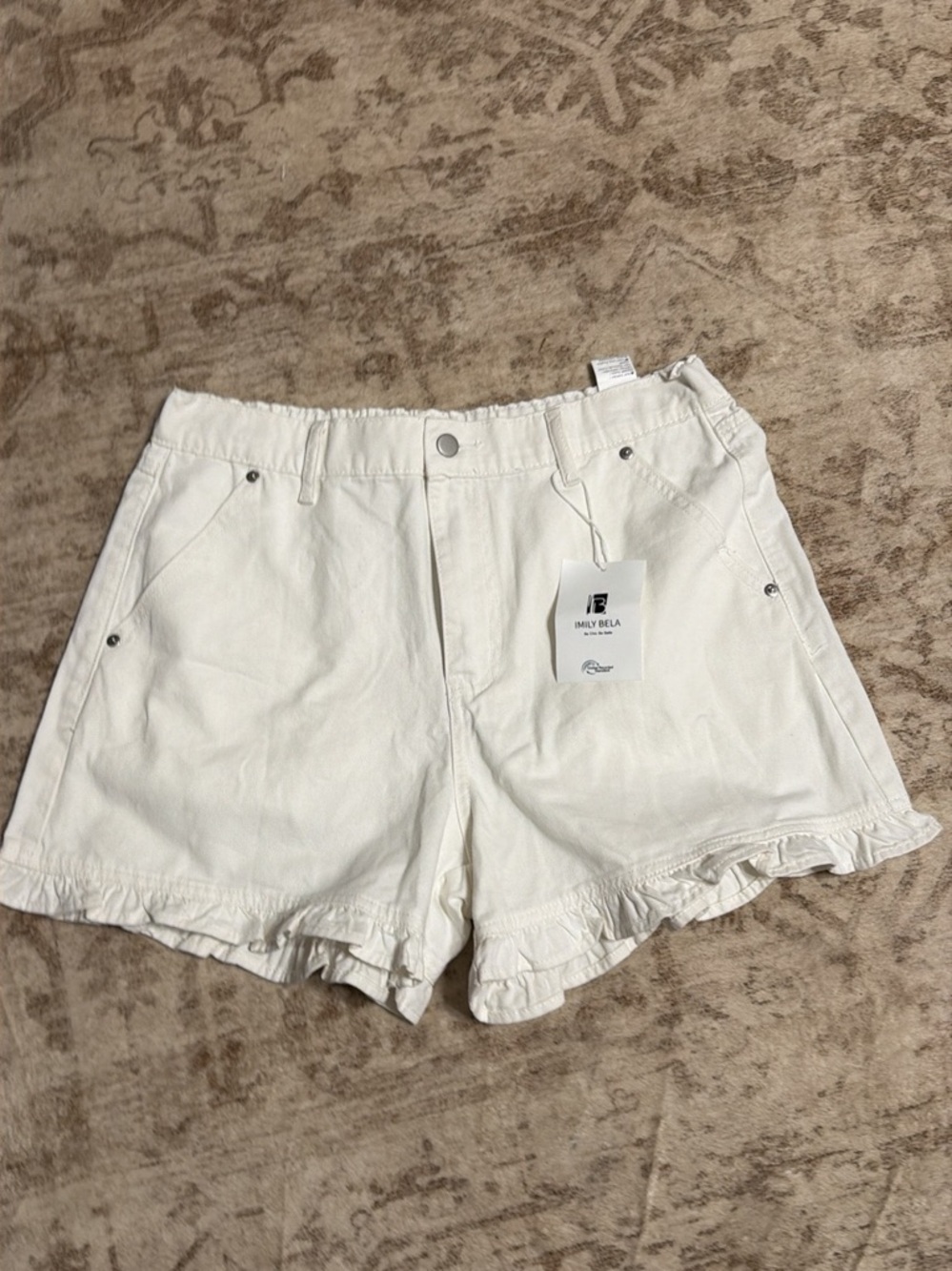 High-Waist Ruffle-Hem Women’s Shorts — White